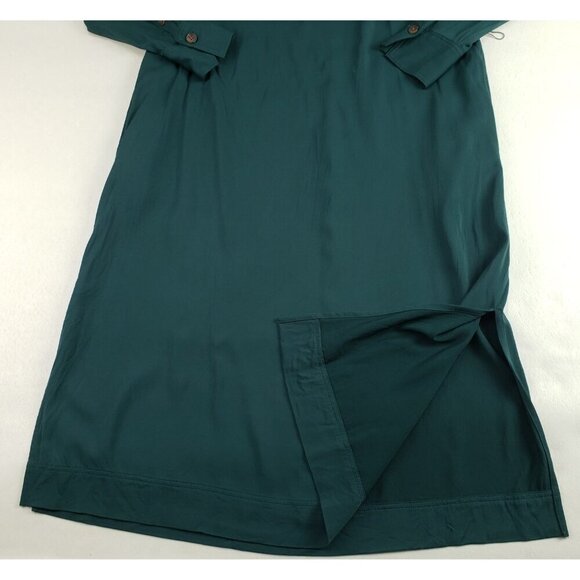 Boden Long Sleeve Maxi Dress Womens 12 R Green Collared Pullover Pocket *No Tie* - Picture 14 of 16